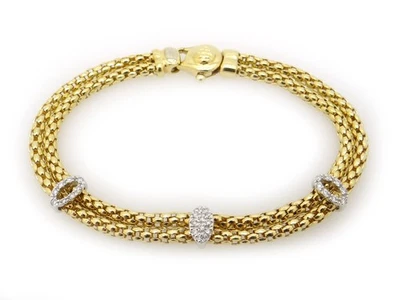 Brazalete Fope Oro Amarillo 18k 0.50ct Redondo Diamante Pavé 8mm Ancho Natural Foto 1 de 4