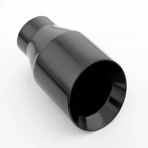 Black 2.25" In Exhaust Tip 4" Out Stainless Steel Angle Cut Dual Wall 7" Long - Picture 1 of 7