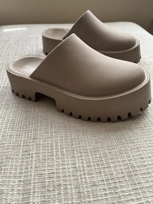 Jeffrey Campbell Biggie Lug Plataforma Mulas Zuecos Toboganes Zapatos Beige Grueso 8/39 Foto 1 de 4