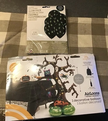 Halloween Espeluznante Árbol de Lámina Globo de Pie y 5 Brillan en la Oscuridad -NUEVO Foto 1 de 2