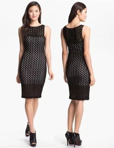 BLACK HALO Designer Celebrity Crochet Lace Sexy Marianne Sheath Dress - Picture 1 of 4