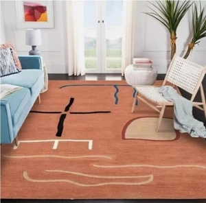 Alfombra de lana de diseño acolchada a mano - Alfombra moderna para dormitorio y sala de estar A - Imagen 1 de 9