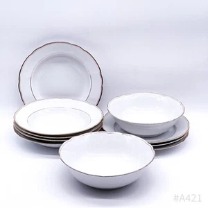 Vintage Schirnding Bavaria Teller & Schüsseln aus Porzellan mit Goldrand 10-tlg. - Bild 1 von 12