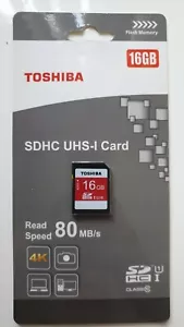 Toshiba SDHC UHS-I flash memory SD card 16GB - NEW - Picture 1 of 2