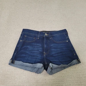 Express Jeans Shorts Damen 4 blau hoher Bund Bündchen Freizeit Taschen Gürtelschlaufen - Bild 1 von 9