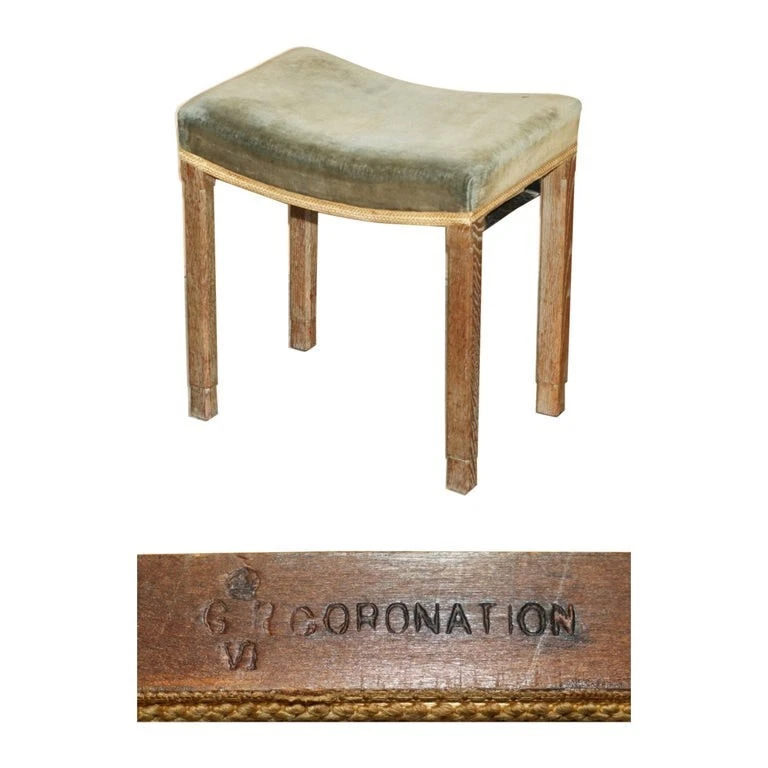 Original King George VI Coronation Stool 1937 Limed Oak By Waring & Gillow - Image 1 of 4