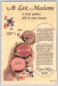 Pubblicità Stampa 1924 Djer-Kiss Cosmetics Finalmente Madame Un Aiuto Davvero Perfetto Compatto - Foto 1 di 1