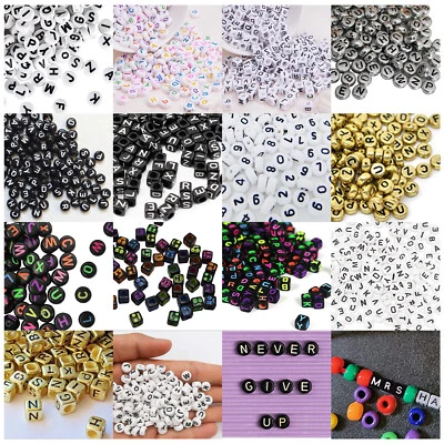 Alphabet Letter Beads Mixed Colour A-Z Number For Kids Gift DIY Jewellery Making - Image 1 of 4