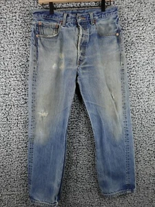Levis 501 Jeans Mens 33x30 Blue Light Wash Straight Leg Button Fly Y2K Faded - Picture 1 of 20