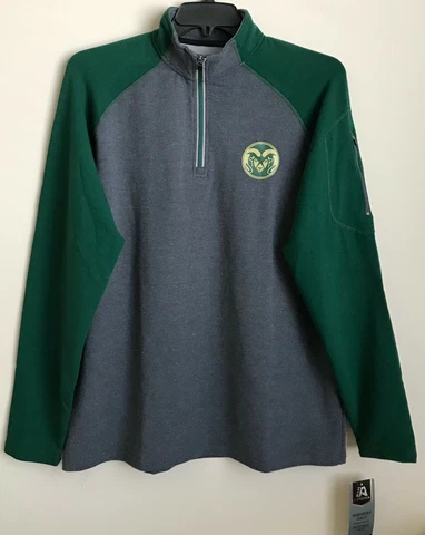 New Colorado State Rams Men's Quarter Zip Jacket Size Medium Gray & Green Colors Cover