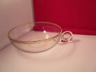Vintage Unmarked Clear Glass Gold Rim Nappy Bowl