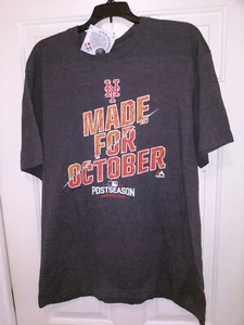 New NWT New York Mets Baseball 2016 MLB Postseason T-shirt Men's XL Gray - Picture 1 of 6