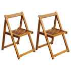 Solid Acacia Wood Folding Garden Chairs Set Rustic Outdoor Patio Furniture Pair