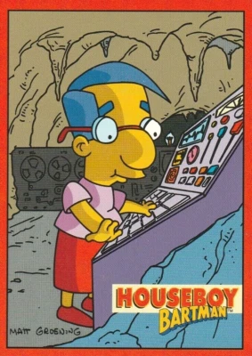 1994 SKYBOX BONGO THE SIMPSONS BARTMAN HOUSEBOY #B1 MILLHOUSE VAN HOUTEN CARD - Image 1 of 4
