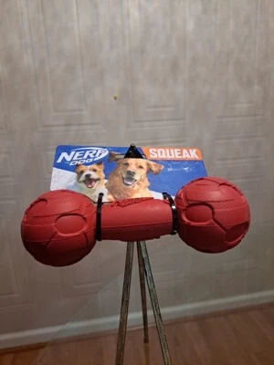 "Mancuerna Nerf Dog - Hueso 🦴 7"" rojo chirrido - Juguete para perro" Foto 1 de 4