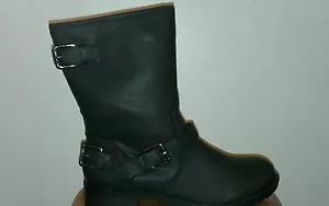 Black Leather Mid-Calf Boot - Picture 1 of 7