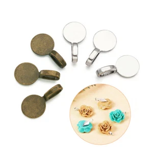 50PCS Silver/ Bronze Glue On Jewellery Bails 18mm Plated Stick On Pendant Pads - Picture 1 of 11