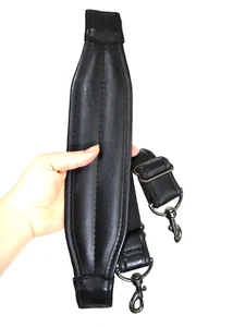 Black Faux Leather Silver Hardware Replacement Shoulder Strap - Picture 1 of 5