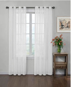 CurtainFresh 1 Odor Neutralizing Sheer Voile Grommet Window Curtain 59x84" White - Picture 1 of 5