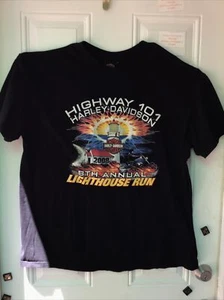 Harley Davidson 2008 Highway 101 Lighthouse Run Coos Bay, Oregon Shirt Sz 2XL XX - Picture 1 of 9