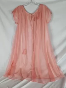 Vintage Gossard Artemis Koralle Peignoir Chiffon Nachthemd & Morgenmantel Set Größe Medium - Bild 1 von 8