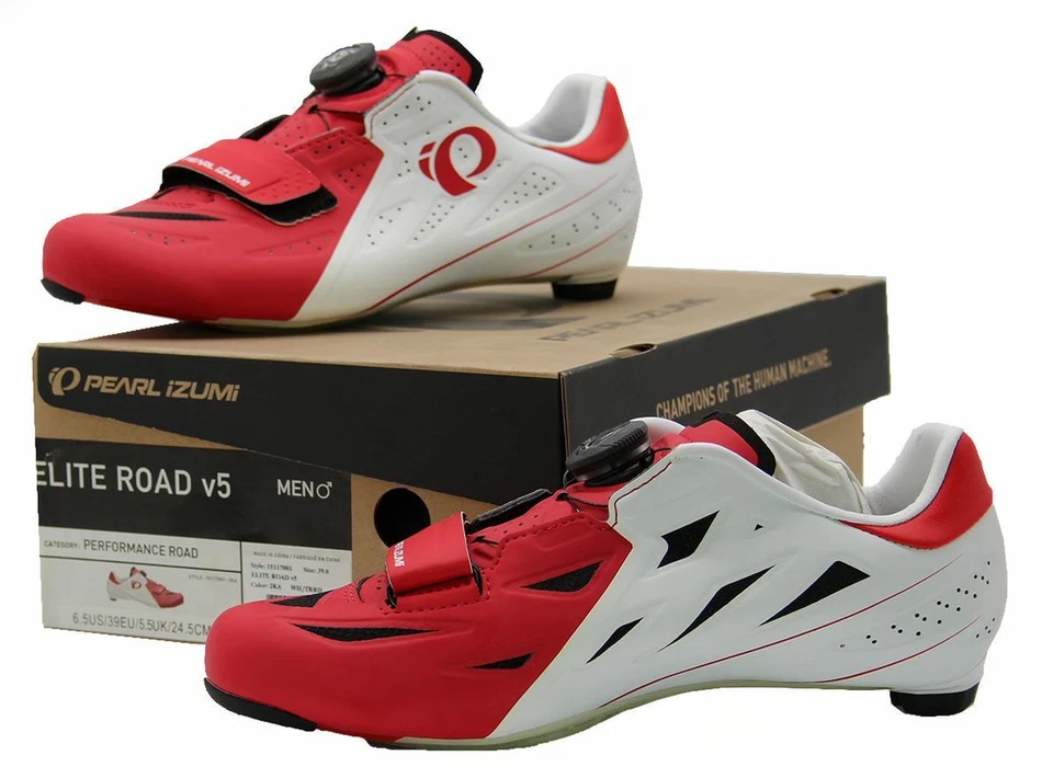 Pearl Izumi Elite Road v5 Shoes - Road Performance - White / Red - Image 1 of 1