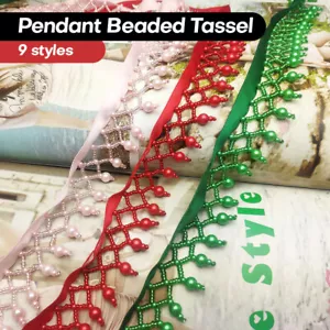 1 Yard Pendant Beaded Tassel Trim Ribbon Wedding Dress Costume Edging Craft DIY - Picture 1 of 26