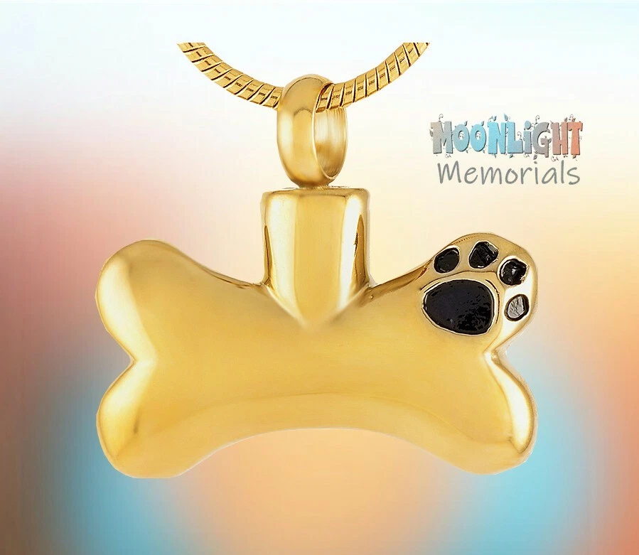 New Dog Bone Paw Print Pet Cremation Urn Keepsake Ashes Memorial Necklace - Изображение 1 из 1