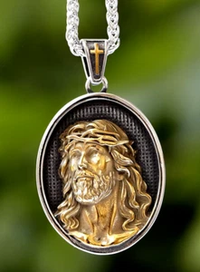 316L Edelstahl Jesus  Anhänger mit Kette - Halskette Edelstahl 60 cm Jezus - Bild 1 von 7