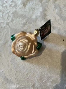 Old World Christmas Rose Ornament Peach 2001 - Picture 1 of 3