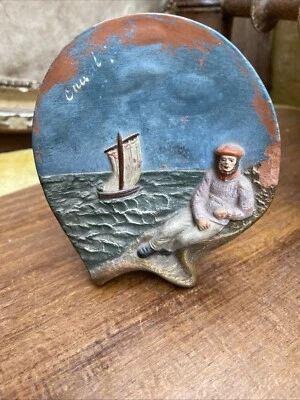Souvenir Bord De Mer Terre Cuite Vase - Photo 1/4