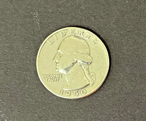 1950 P Washington Quarter 90% Silver Great For Your Coin Book Cover