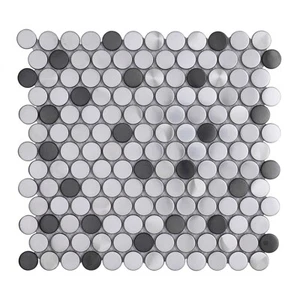 5Pcs Penny Round Stainless Steel Backsplash Tile Brushed Metal Mosaic Wall Tile - Picture 1 of 4