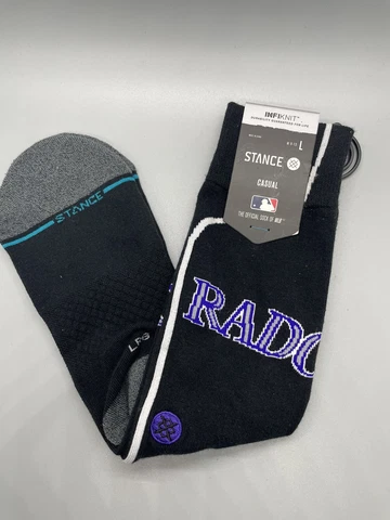 Stance MLB Colorado Rockies Alt Jersey 2 Infiknit Socks Size L (9-13) Black NWT Cover