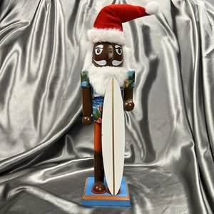 Tabla de surf tropical de Navidad Santa Beach 14" afroamericana surfista Cascanueces - Imagen 1 de 18