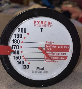 Round Stick In Probe Pyrex Accessories Fahrenheit Meat Thermometer Cooking - Picture 1 of 3