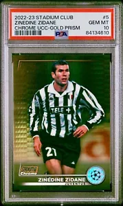 2022-23 Zinedine Zidane Topps Stadium Club carta prisma oro cromato 30/50 PSA 10 - Foto 1 di 3
