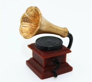 Gramófono en miniatura vintage 1:12 para casa de muñecas fonógrafo tocadiscos decoración del hogar - Imagen 1 de 6