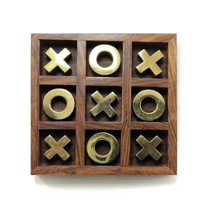 Handcrafted Wooden Tic Tac Toe Board Game for Kids and Adult (Size: 5 X 5 Inch ) - Picture 1 of 4