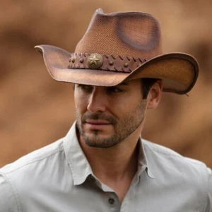 Summer Distressed Cowboy Hat - Starcrest - Picture 1 of 7