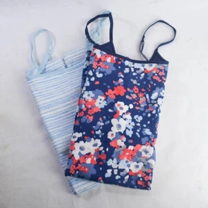 2 x Aeropostale Juniors M Cami Tank Top Blue Floral Stripes Shelf Bra Camisole - Picture 1 of 12