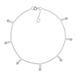 Adorable tobillo redondo blanco circonio circular plata esterlina - Imagen 1 de 3