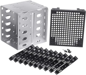 5,25 Pollici a 5 X 3,5 Pollici SATA HDD Cage Rack Hard Drive Disk Enclosure Vass - Foto 1 di 12