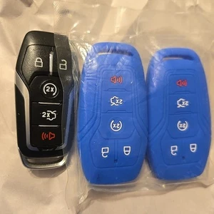 OEM 2015-2017 FORD MUSTANG SMART KEY KEYLESS REMOTE KEY FOB And Blue Soft Cover - Picture 1 of 3