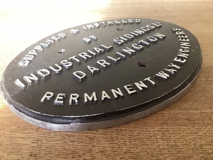 Railway Plate ~ SUPPLIED & INSTALLED by INDUSTRIAL SIDINGS LTD, DARLINGTON - Picture 1 of 6