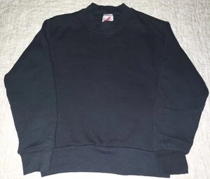 VTG 90s JERZEES YOUTH SMALL 6-7 BLACK BLANK SWEATSHIRT CREW NECK BOYS KIDS USA - Picture 1 of 4