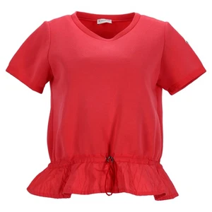 Moncler – T-Shirt Mit V-Ausschnitt Und Kordelzug In Der Taille Aus Roter - Bild 1 von 11