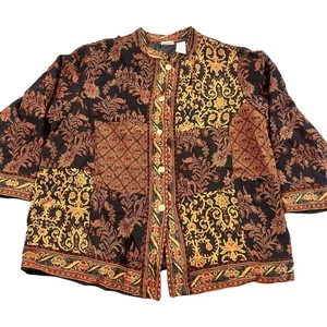 Weißer Hirsch Jacke Damen 2XL Brokat Paisley Blumen Boho Indien bestickte Borte - Bild 1 von 10