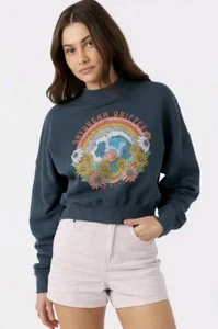 Oneill Moment Felpa Cropped Pullover Girocollo Stampa Navy Taglia S Nuova - Foto 1 di 9