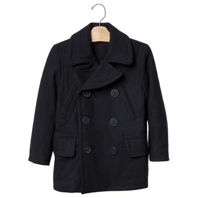 Chaqueta Chaquetón GAP Niños Azul Marino Mezcla Lana Botón Ancla Talla 8 Mediana Usada en Excelente Condición Foto 1 de 4